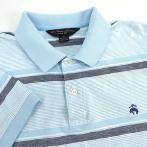 Brooks Brothers Linen Blend Striped Polo‎ Shirt Cotton Mens XL Slim